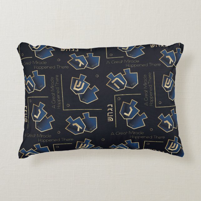 Hanukkah Pillow A Underbar Miracle där Blue Prydnadskudde (Framsidan)