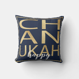 Hanukkah Pillow Chanukah Lycklig Guld/Blue Kudde