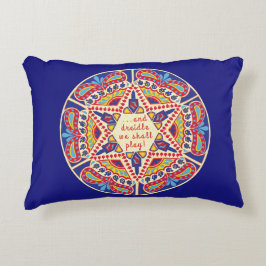 Hanukkah Pillow "Chanukah Paisley Dreidle Design" Prydnadskudde