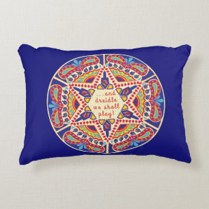 Hanukkah Pillow "Chanukah Paisley Dreidle Design" Prydnadskudde