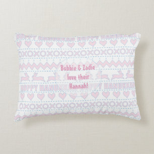 Hanukkah Pillow ’Hoppy Hanukkah’ Rosa/Blue Prydnadskudde