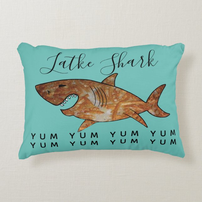Hanukkah Pillow Latke Shark Prydnadskudde (Framsidan)