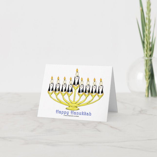 Hanukkah pingvin helgkort (Framsida)