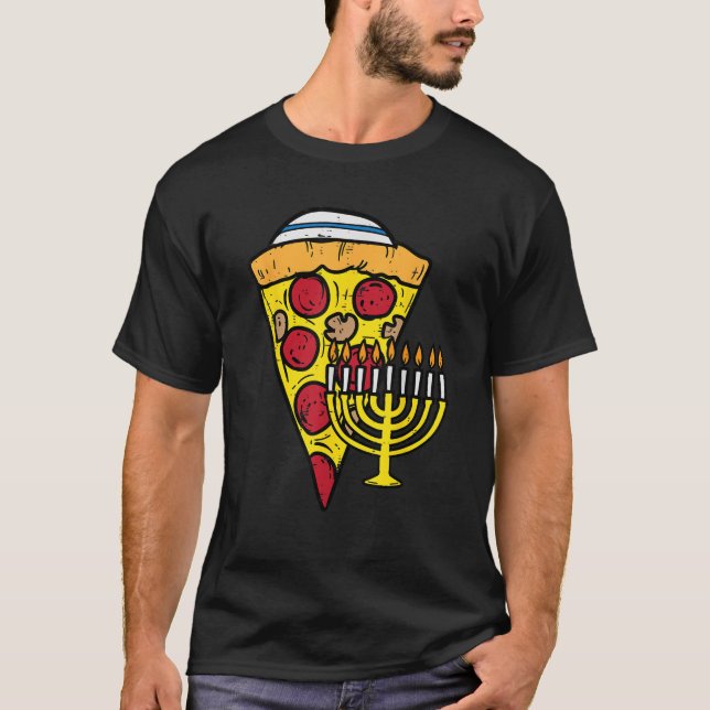 Hanukkah Pizza Funny Food Chanukah Jewish Men Wome T Shirt (Framsida)