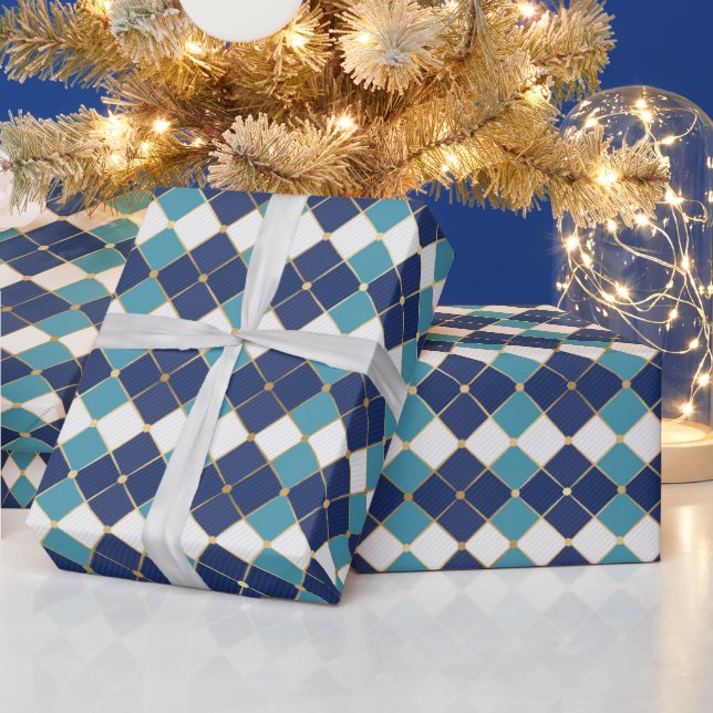 Hanukkah-platta i blå inpackningspapper presentpapper (Helgdagar)