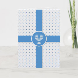 Hanukkah Polka Dot Wrapped Gift Helgkort