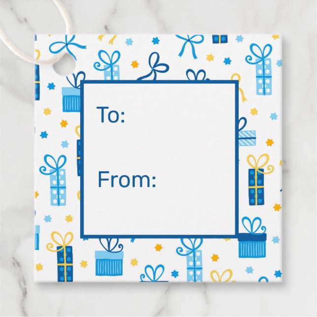 Hanukkah-present till från gåvor etiketter (Framsida)