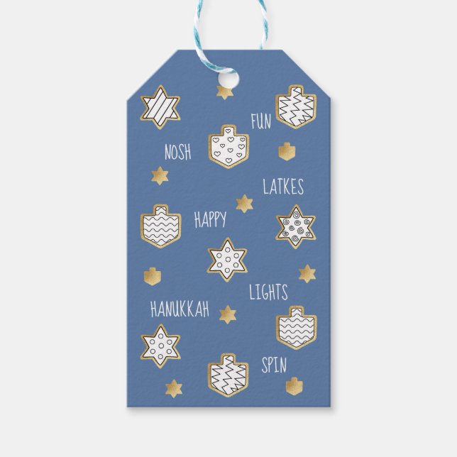 Hanukkah presentkort Svart och guld Snyggt Presentetikett (Framsidan)