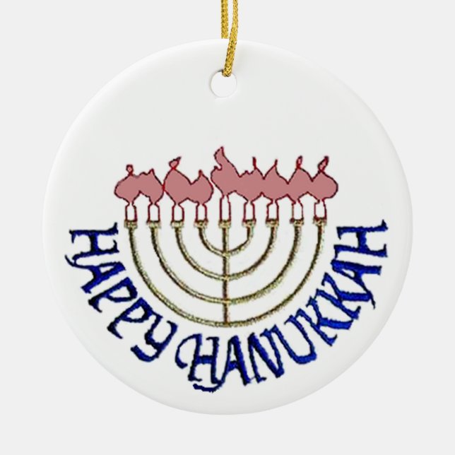 Hanukkah prydnad julgransprydnad keramik (Framsidan)