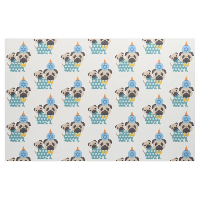 Hanukkah Pugs Fabric Tyg (Fat Quarter)
