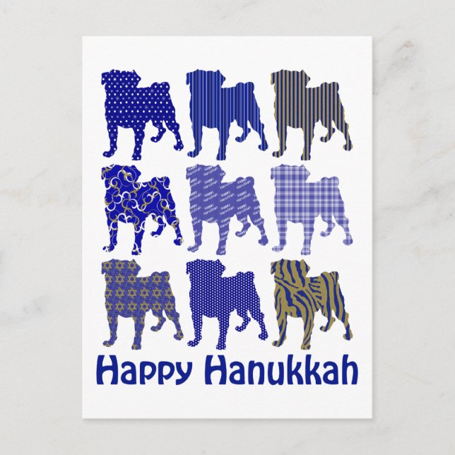 Hanukkah Pugs Helg Vykort (Framsida)