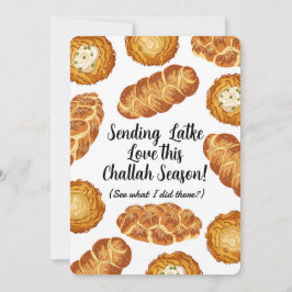 Hanukkah Pun Illustration – Latkes och Challah Julkort