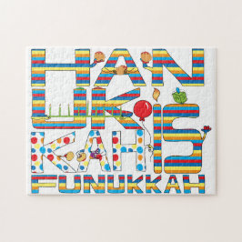 Hanukkah Puzzle för barn/Wh "Hanukkah is Funukkah" Pussel