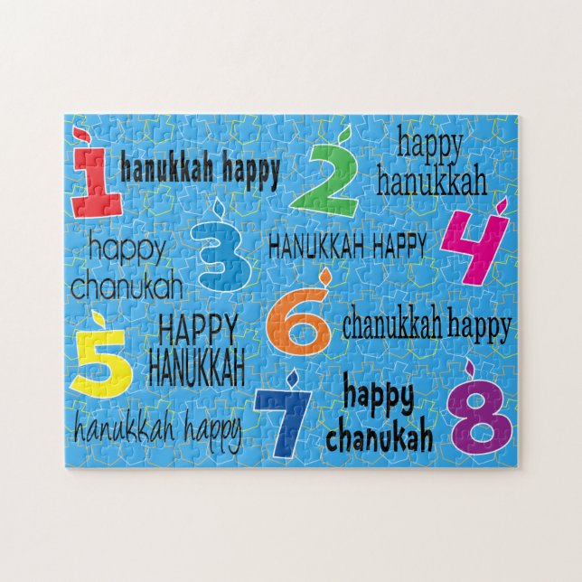 Hanukkah Puzzle "Hanukkah Lycklig" Pussel (Horisontell)