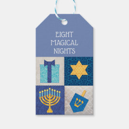 Hanukkah Quilt 8 Magic Days Gift-Märkre Presentetikett