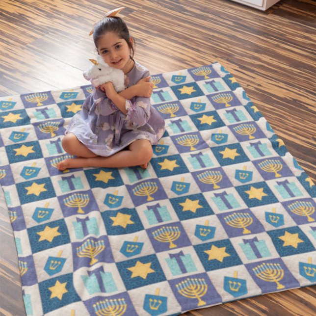 Hanukkah Quilt Se Fleece Blanket (Skapare uppladdad)
