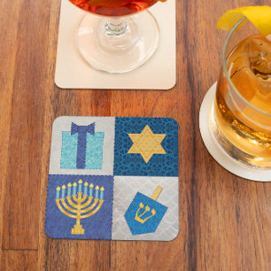 Hanukkah Quilt Underläggs Underlägg Papper Kvadrat