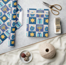 Hanukkah Quilt Wrapping Papper Presentpapper