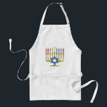 Hanukkah Rainbow Candles Guld Menorah Förkläde<br><div class="desc">Du tittar på Lee Hiller-designsamlingen av Hem- och Office Decor,  Apparel,  Gifts and Collectibles. Utformningen omfattar Lee Hiller Photography och Mixed Media Digital Art Collection. Du kan visa hennes naturfotografi på http://HikeOurPlanet.com/ och följa hennes vandrande blogg i Hett Vår nationalpark.</div>
