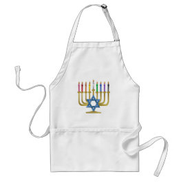 Hanukkah Rainbow Candles Guld Menorah Förkläde