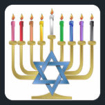 Hanukkah Rainbow Candles Guld Menorah Fyrkantigt Klistermärke<br><div class="desc">Du tittar på Lee Hiller-designsamlingen av Hem- och Office Decor,  Apparel,  Gifts and Collectibles. Utformningen omfattar Lee Hiller Photography och Mixed Media Digital Art Collection. Du kan visa hennes naturfotografi på http://HikeOurPlanet.com/ och följa hennes vandrande blogg i Hett Vår nationalpark.</div>