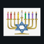 Hanukkah Rainbow Candles Guld Menorah Helg Vykort<br><div class="desc">Du tittar på Lee Hiller-designsamlingen av Hem- och Office Decor,  Apparel,  Gifts and Collectibles. Utformningen omfattar Lee Hiller Photography och Mixed Media Digital Art Collection. Du kan visa hennes naturfotografi på http://HikeOurPlanet.com/ och följa hennes vandrande blogg i Hett Vår nationalpark.</div>