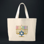 Hanukkah Rainbow Candles Guld Menorah Jumbo Tygkasse<br><div class="desc">Du tittar på Lee Hiller-designsamlingen av Hem- och Office Decor,  Apparel,  Gifts and Collectibles. Utformningen omfattar Lee Hiller Photography och Mixed Media Digital Art Collection. Du kan visa hennes naturfotografi på http://HikeOurPlanet.com/ och följa hennes vandrande blogg i Hett Vår nationalpark.</div>