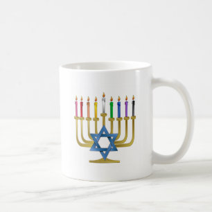 Hanukkah Rainbow Candles Guld Menorah Kaffemugg
