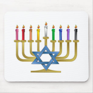 Hanukkah Rainbow Candles Guld Menorah Musmatta