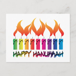 Hanukkah Rainbow Menorah Helg Vykort