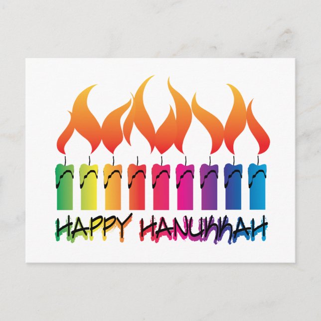 Hanukkah Rainbow Menorah Helg Vykort (Framsida)