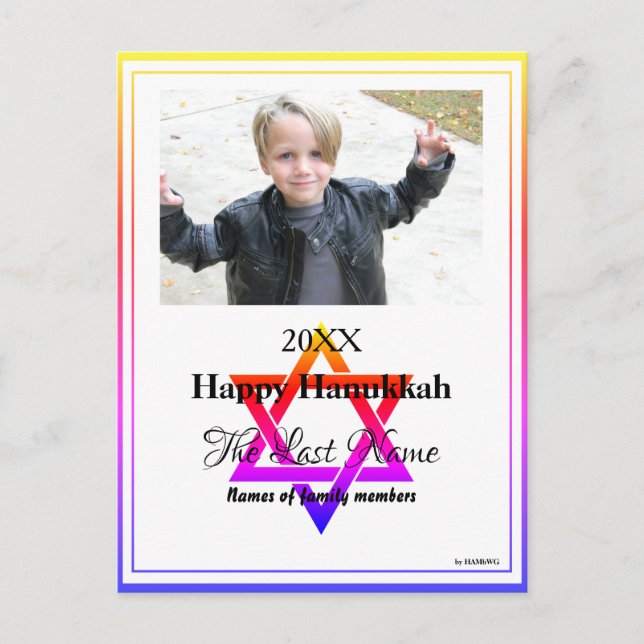 Hanukkah Rainbow Trimmed Menorah Postcard Helg Vykort (Framsida)