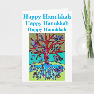 Hanukkah Red Livets träd Hearts & Butterflies Kort