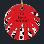 Hanukkah Red/White/Black Candles Ornament<br><div class="desc">Hanukkah Red/White/Black Candles Ornament Anpassa varje sida genom att ta bort befintlig text och lägga till en egen med ditt favoritteckensnitt stil,  färg och storlekt. Lycklig Hanukkah! Tack för att du shoppade och stannade kvar!</div>