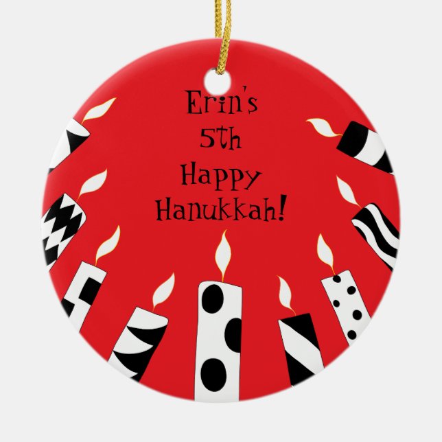 Hanukkah Red/White/Black Candles Ornament (Framsidan)