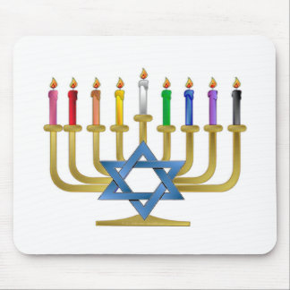 Hanukkah-regnbågsljus Guld Menorah Musmatta