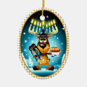 Hanukkah Reindeer Celebrates Chrismukkah Julgransprydnad Keramik