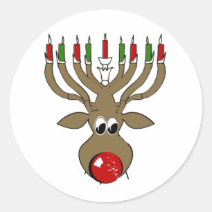 Hanukkah Reindeer Runt Klistermärke