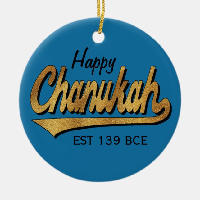 Hanukkah ’Retro Lycklig Chanukah’/Circle Ornament (Framsidan)