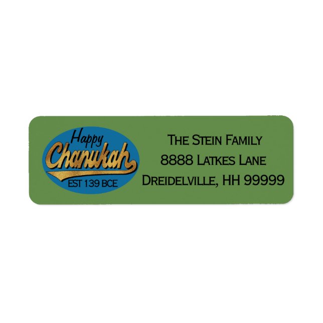Hanukkah Retur-etiketter "Retro Lycklig Chanukah" Returadress Etikett (Framsidan)