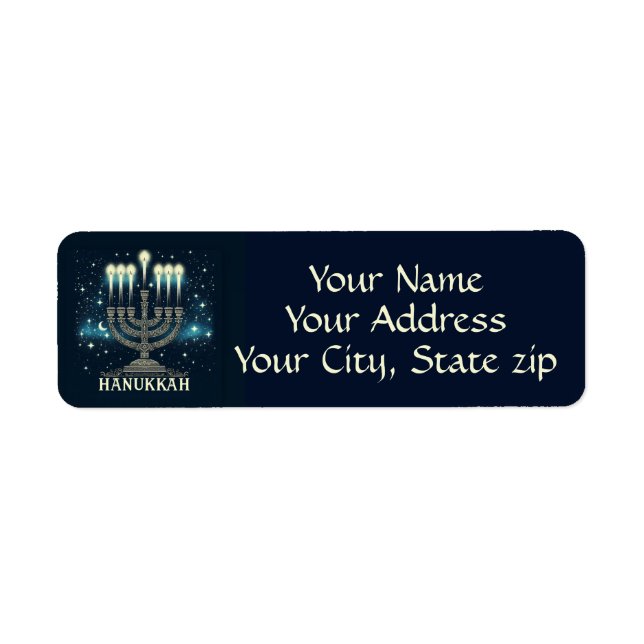 Hanukkah Returadress Etikett (Framsidan)