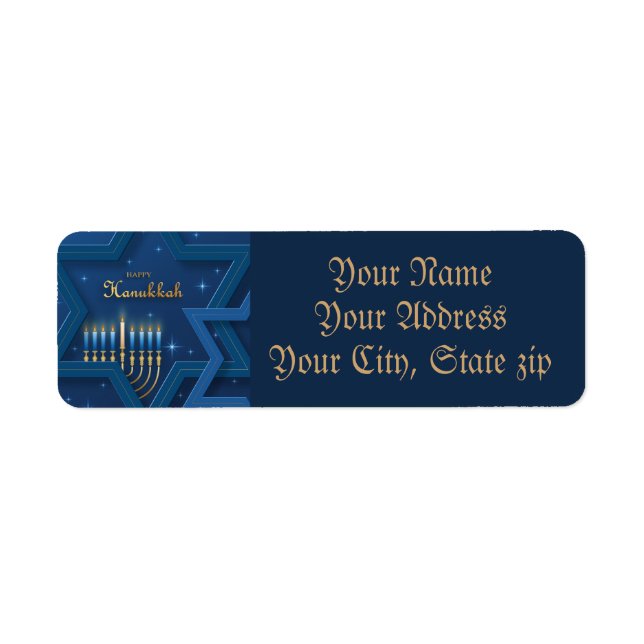 Hanukkah Returadress Etikett (Framsidan)