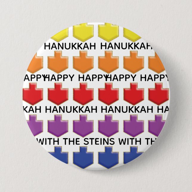 Hanukkah Round Button, anpassa 3D Dreidels Knapp (Framsida)