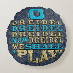 Hanukkah Round Pillow "O Dreidel Dreidel Dreidel D Rund Kudde