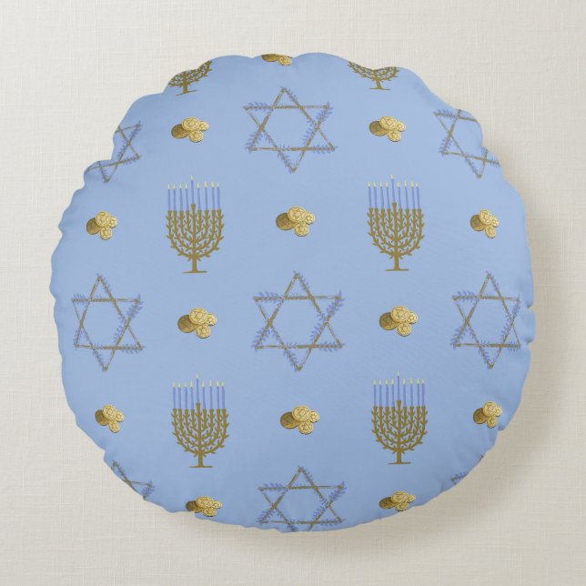 Hanukkah Rund Kudde (Framsidan)