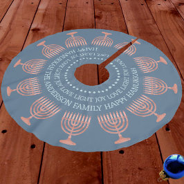 Hanukkah Rustic Menorah Cute Blue Chrismukkah Julgransmatta Borstad Polyester