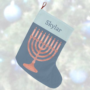 Hanukkah Rustic Menorah Cute Kids Chrismukkah Stor Julstrumpa