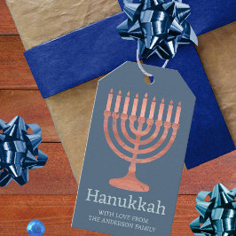 Hanukkah Rustic Menorah Roligt Whimsical Modern Presentetikett