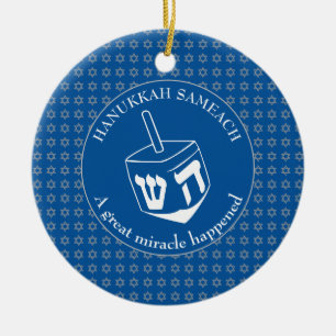 HANUKKAH SAMEACH Dreidel Chanukah Julgransprydnad Keramik