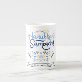 Hanukkah Sameach | Enkel Elegant Hanukkah-familjen Benporslin Mugg
